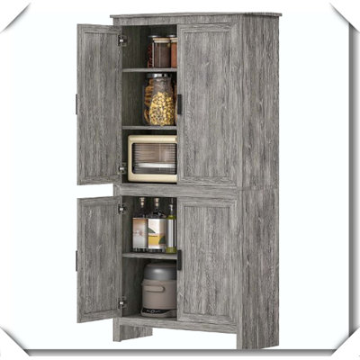 Freestanding Kitchen Pantry Adjustable Shelves Anti-Tip