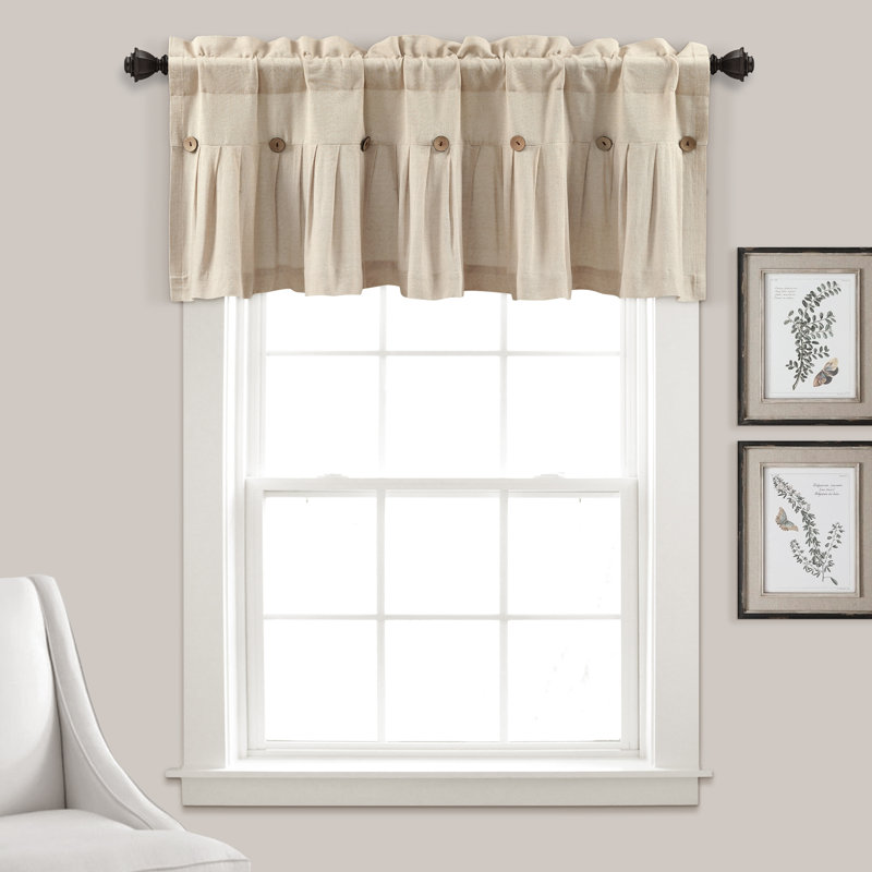 Farmhouse Beige Linen Button Rod Pocket Window Valance