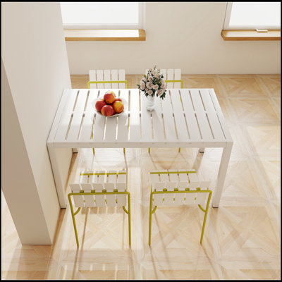 Holiday - Paquet de 4 chaises à blocs de couleur à rayures modernes avec siège en PP imperméable et pieds en métal robustes pour une utilisation intérieure / extérieure