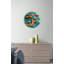Horloge murale en verre trempé - arbre de vie sarcelle orange, art moderne, grande montre ronde silencieuse pour salon, cadeau unique inspiré de la nature-2059704801-2059704802