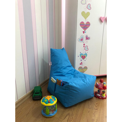 Fauteuil à billes turquoise, 100% polyester et tissu imperméable, 17,7 po de diamètre x 23,6 po de hauteur totale | Housse amovible avec fermeture à glissière remplie de billes en EPS recyclées | Parfait pour les enfants et les espaces de vie confortables