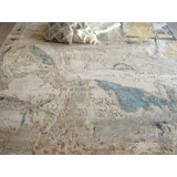 Floor Art hand-knotted Bamboo Silk Blue/Silver/Multi Area Rug