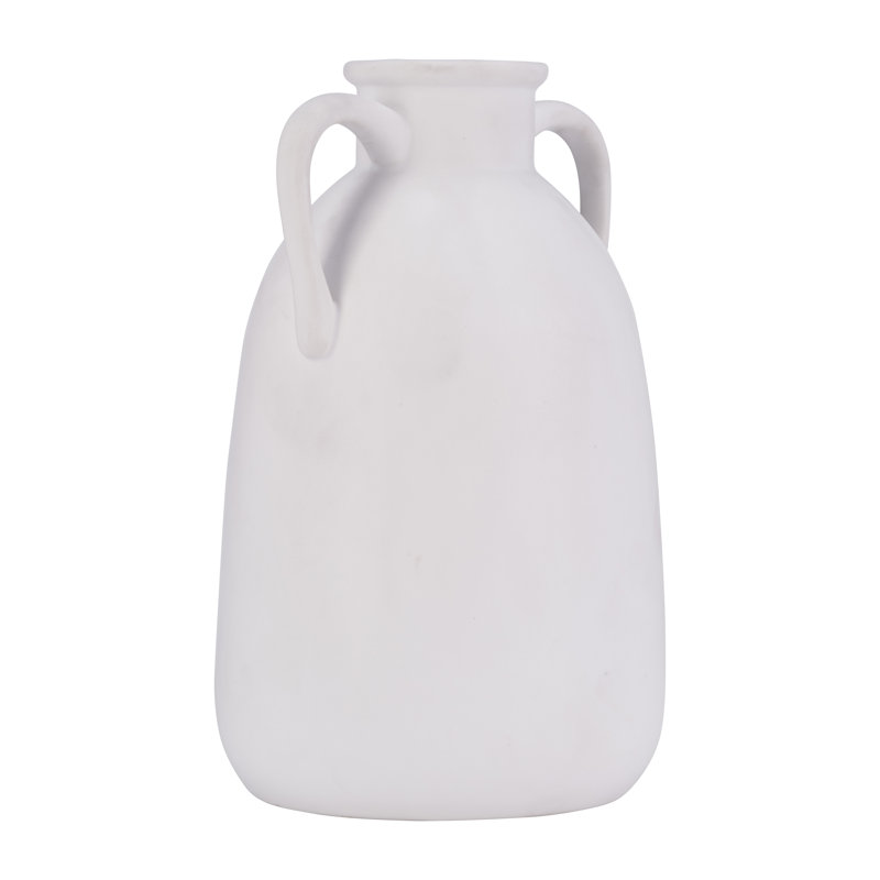 Vase neutre contemporain avec poignées, Blanc