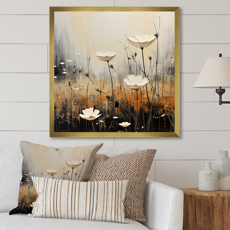 Minimalisme prairie au crépuscule I, Cadre doré simple, H 36 po x l 36 po x P 1,5 po