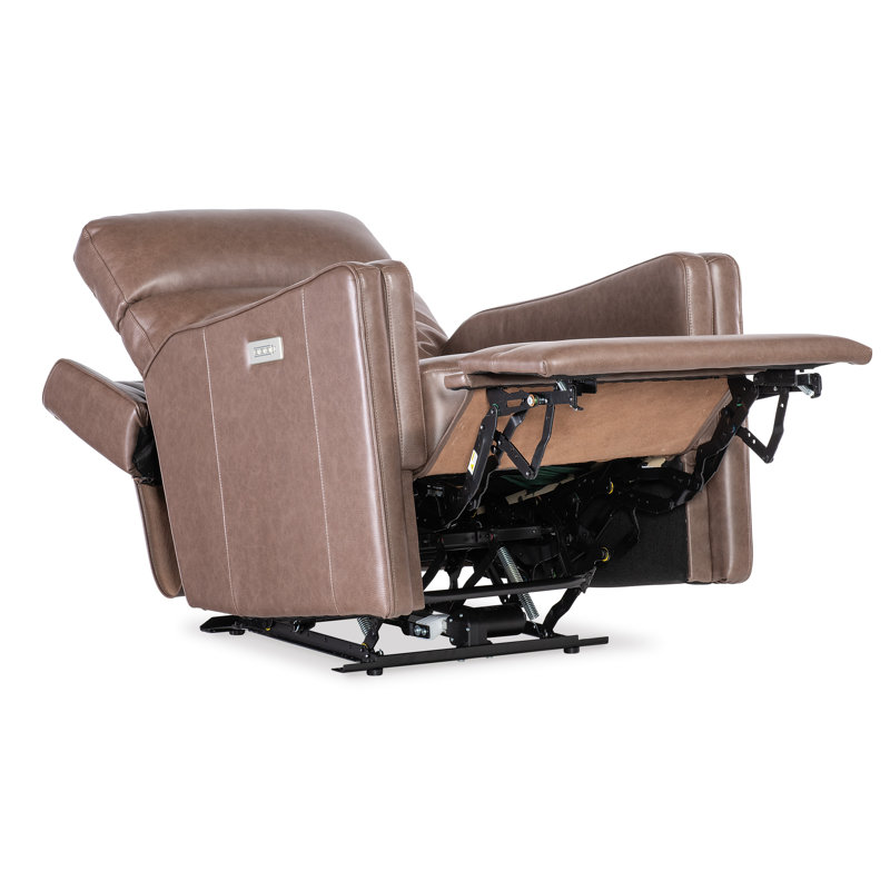 Twain Leather Glider Recliner, Umber