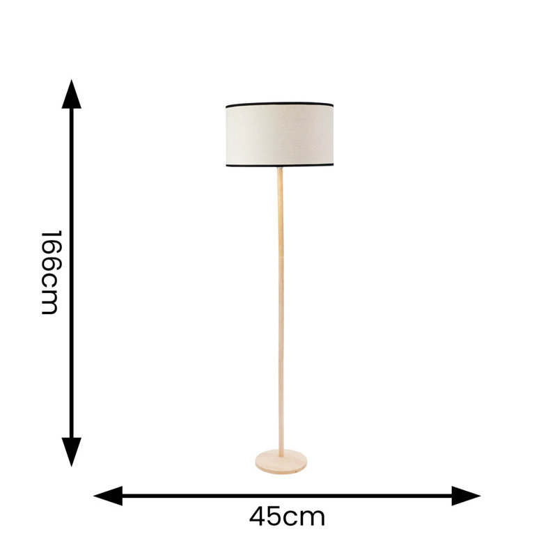 Rouvin 166cm Traditional Floor Lamp, Natural/Black, No