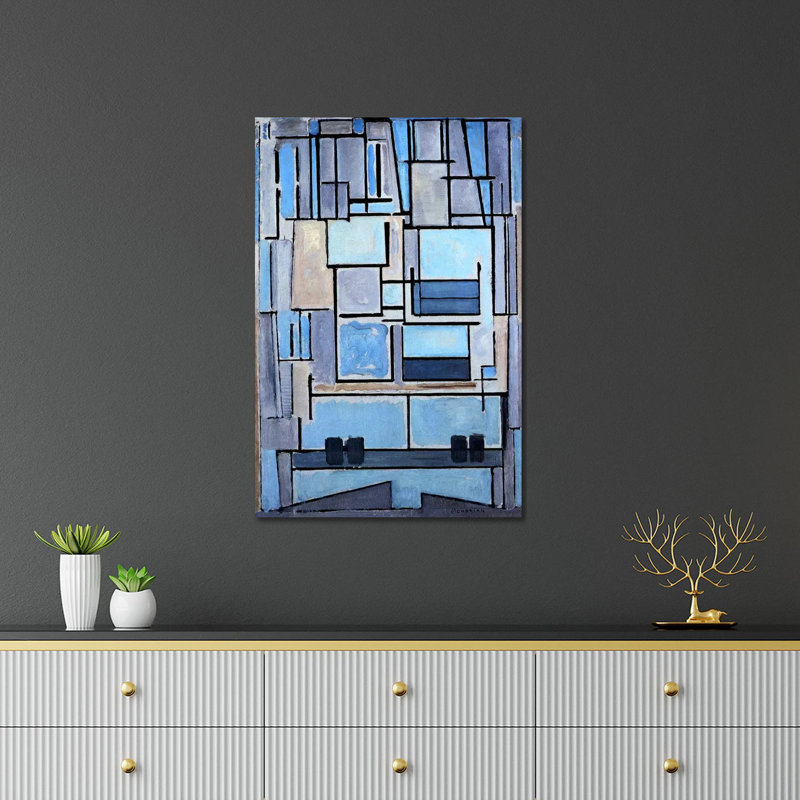 «Composition No. 9, 1914» par Piet Mondrian - impression sans cadre, H 32 po x l 24 po x P 0,25 po