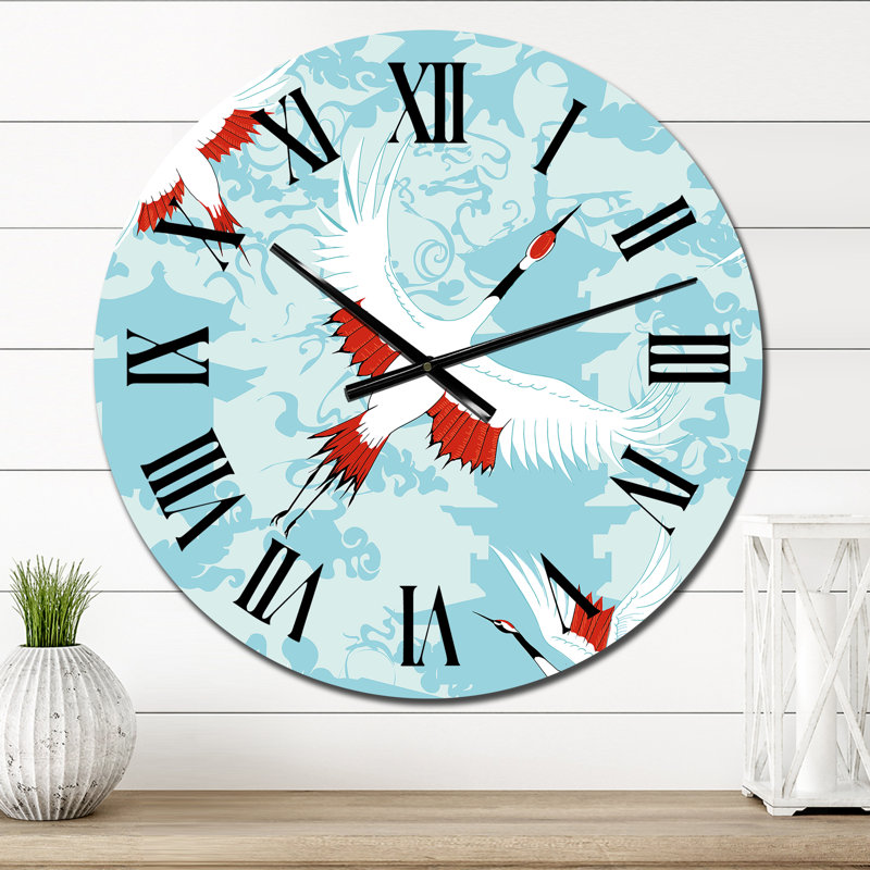 Cigogne orientale rouge et blanche - Horloge murale traditionnelle, Petit
