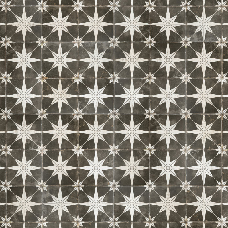 Carreau de céramique pour mur et plancher 18 po x 18 po Kings, Charbon et blanc