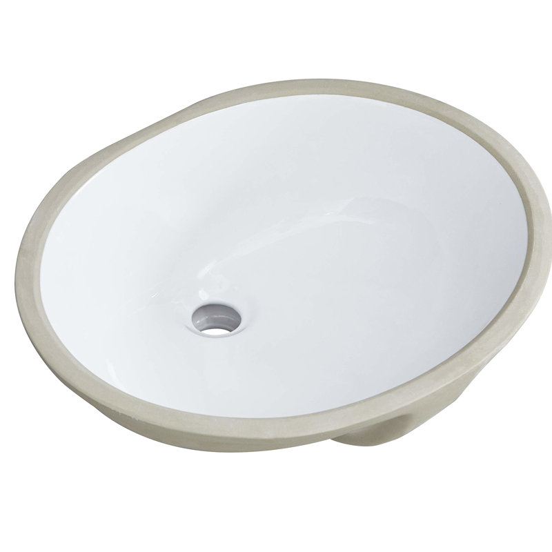 Lavabo de salle de bain ovale encastré en céramique pour salle de bain - blanc, chauffant, teinté avec égratignure rouille et trop-plein