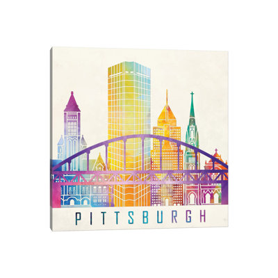 Pittsburgh Landmarks Watercolour by Paul Rommer - Wrapped Canvas Painting