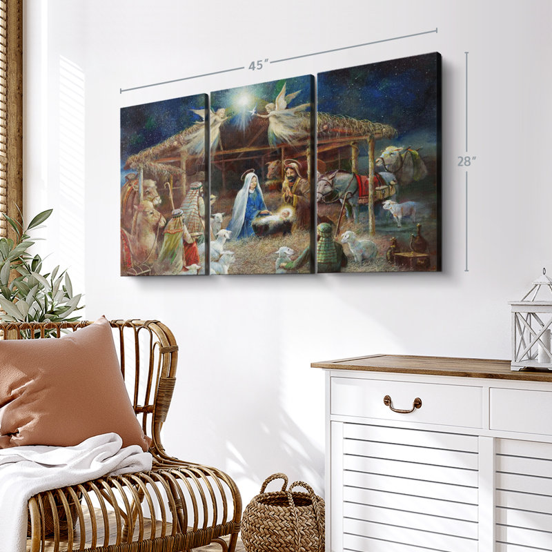 "La Nativité II" sur toile, H 28 po x l 45 po x P 1,25 po