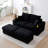 Corduroy Fabric Loveseat with Ottomans and Two Pillows-281212848