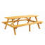 Table de pique-nique d'extérieur en bois avec bancs intégrés pour les réunions de groupe et la détente-1208741965