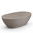 59 inch Beige Solid Surface Freestanding Soaking Bathtub with Overflow and Pop-up Drain