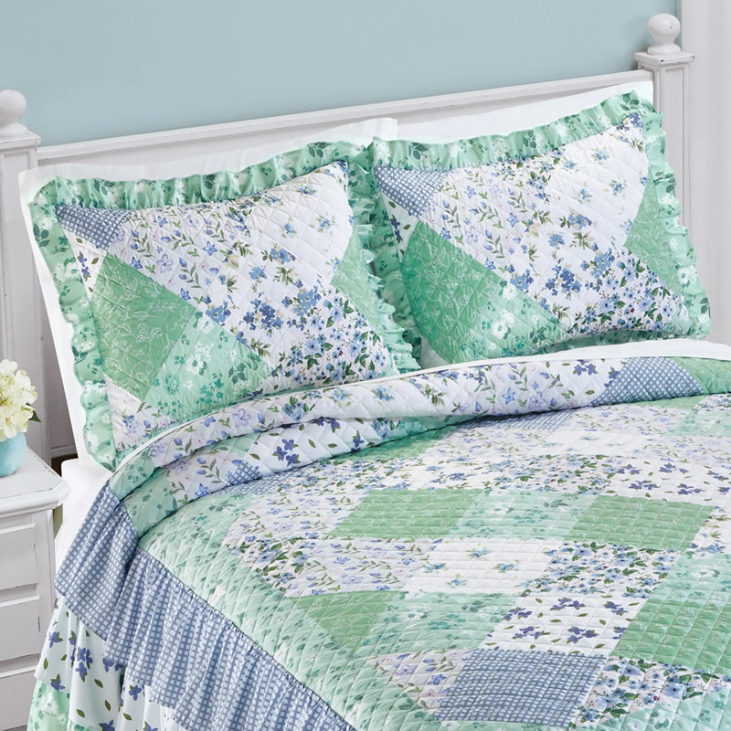 Winston Brands Garden Patchwork Ruffle Edge Pillow Sham Set (Set of 2)