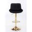 Repose-pieds chromé et base pivotante en velours à hauteur réglable et tabouret de bar simple doré, ensemble de 2, noir-362804692