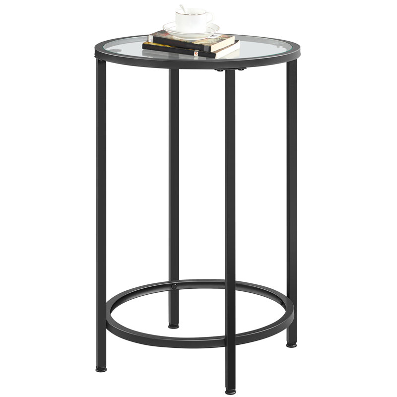 Table d'appoint ronde avec plateau en verre, Noir