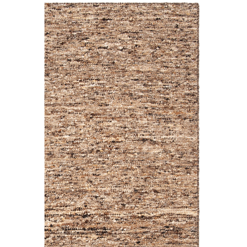 Highlands Handwoven Wool/Cotton Area Rug in Brown, Rectangle 3' x 5'