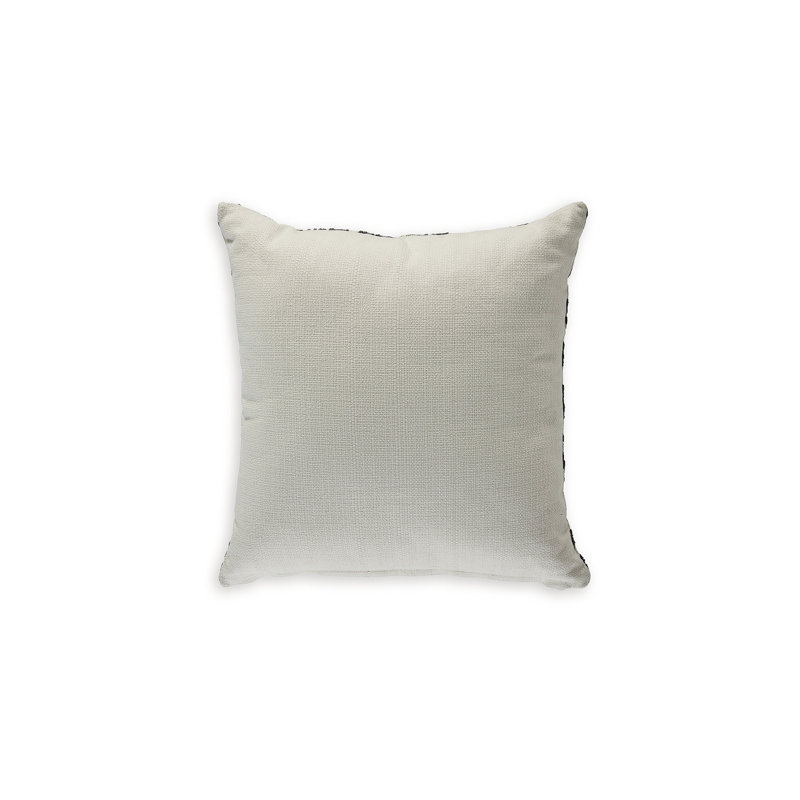 Dark Gray and Beige Embroidered Ikat Square Pillow