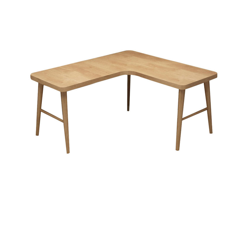 Brown L-Shaped Solid Wood Desks, 29.53" H x 62.99" W x 47.24" D