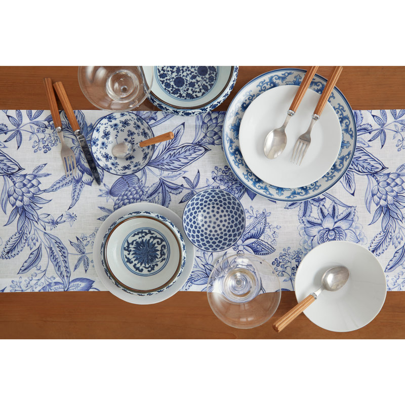 Chintz - 100% Linen Printed Table Runner, 120" x 14"