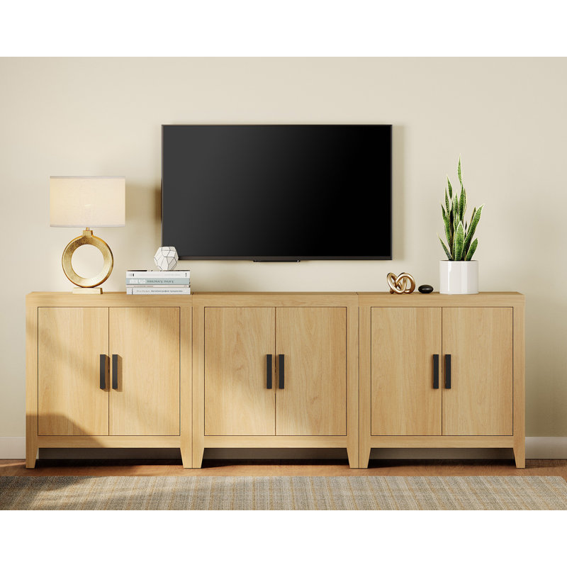 Buffet avec rangement, grands buffets d'appoint avec 6 portes, armoire à café style campagne moderne, console en bois pour la cuisine, la salle à manger et le salon