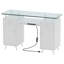 Table de manucure blanche moderne, bureau à clous avec plateau en verre, armoires de rangement, tiroirs et prises de courant pour la maison ou le studio