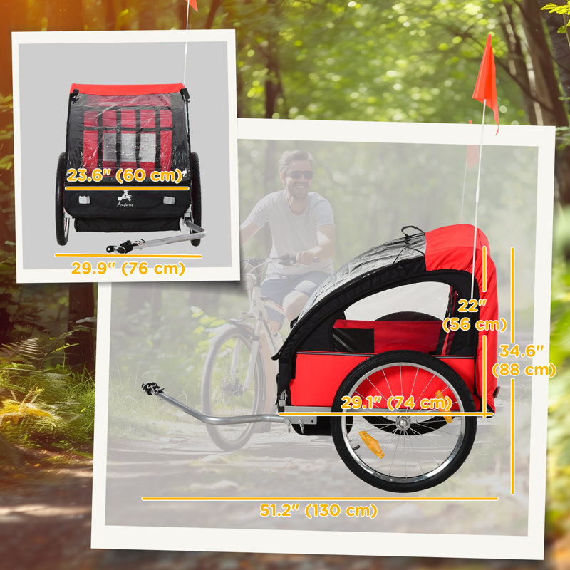 Remorque pour enfants 2 places, rouge