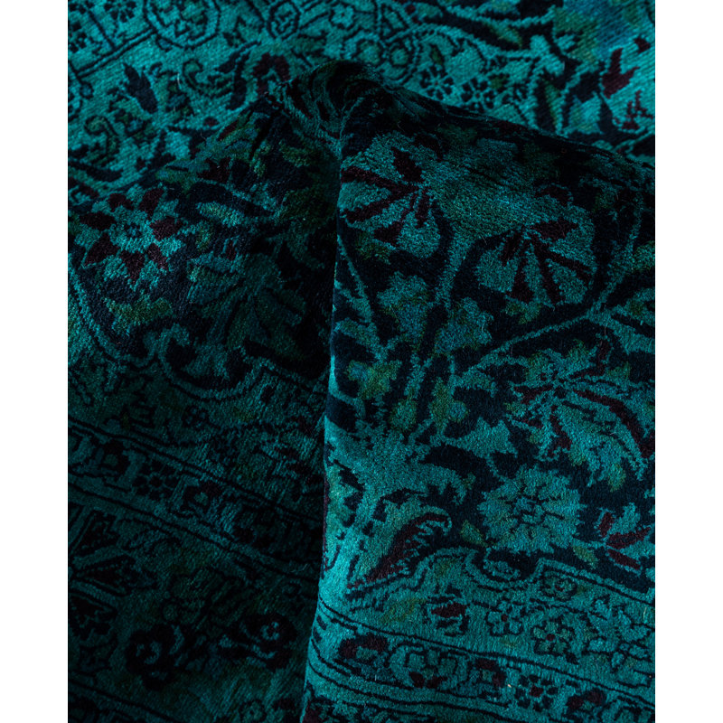 Overdyed Hand-Knotted Wool Modern-Contemporary Green Area Rug 3' 0" x 5' 4"