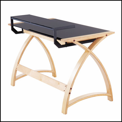 Bureau de style moderne Mid-Century avec beaucoup de rangement et plateau en verre trempé Bentley pour une productivité et un style améliorés