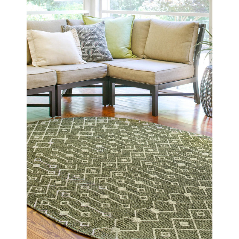 Adley Geometric Indoor / Outdoor Rug, Oval 5'3" x 8'