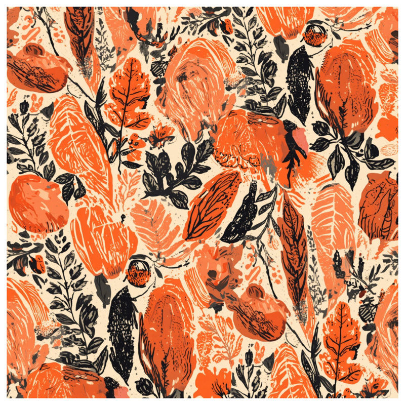 Housses de couette à motif floral orange, Twin