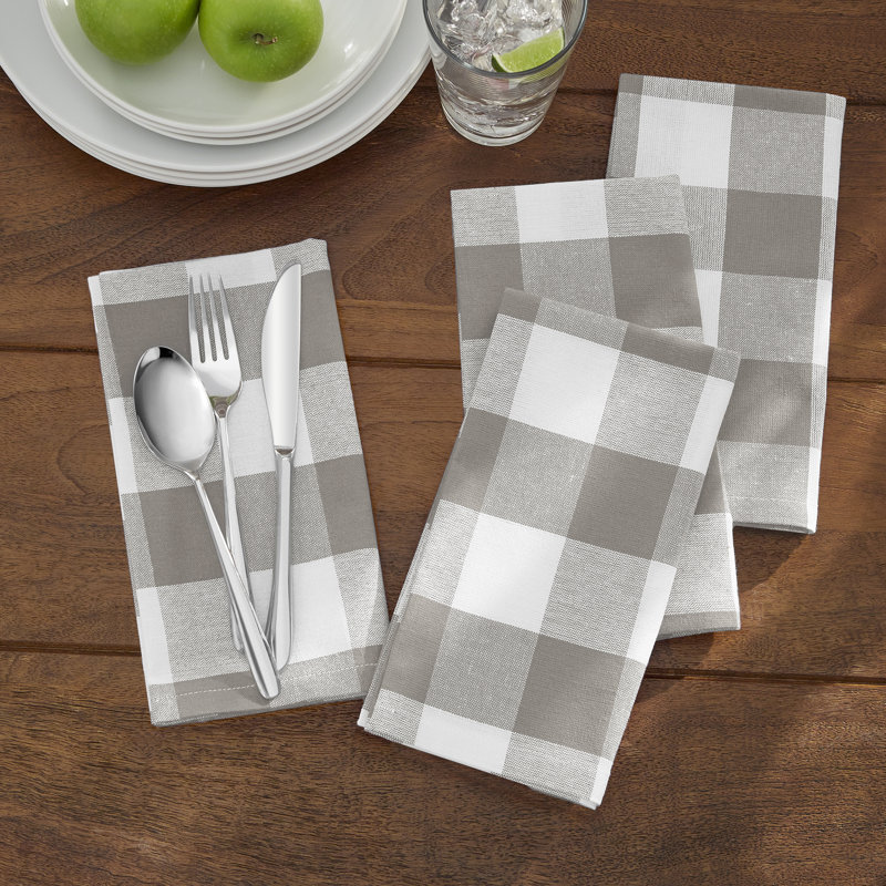 Serviette en coton Skookum Farmhouse Living Buffalo, Gris / Blanc