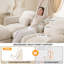 Canapé 2 places surdimensionné en chenille avec 2 poufs amovibles, canapé lounge flexible extra-profond inspiré des nuages, beige-1670836247