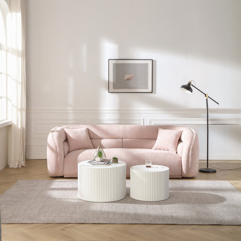 Ensemble de 2 tables gigognes en panneau de fibres à densité moyenne pour salon / aire de loisirs, Blanc