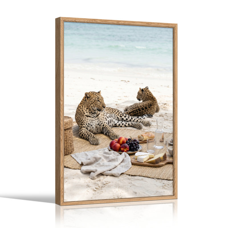 Ensemble de 1 tableau sur toile « Plage léopard », 48"H x 36"W, Natural
