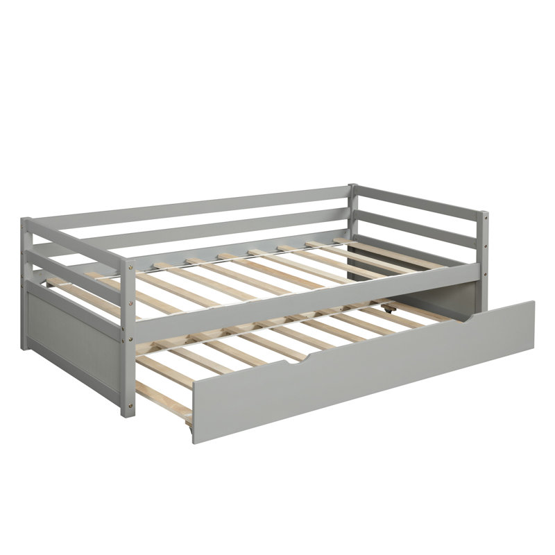 Lit de jour avec cadre gigogne, taille simple, gris, Gris