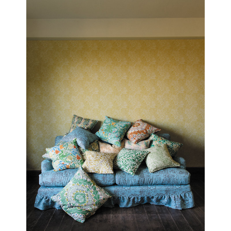 Marigold Fabric, Summer Yellow/Chocolate