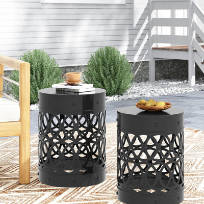 Table d'extérieur Black Iron Cut Design - côté métallique moderne avec structure thermolaquée, sans assemblage