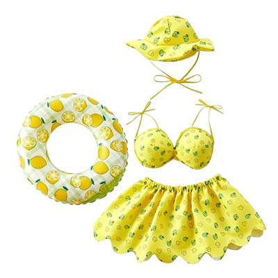 Summer Porch Gooses Outfits Gooses Outfit Set With Hawaiian Straws Hat Bikini Skirt Sunglass And Swim Ring Fits 23-Inch Lawns Gooses Statue