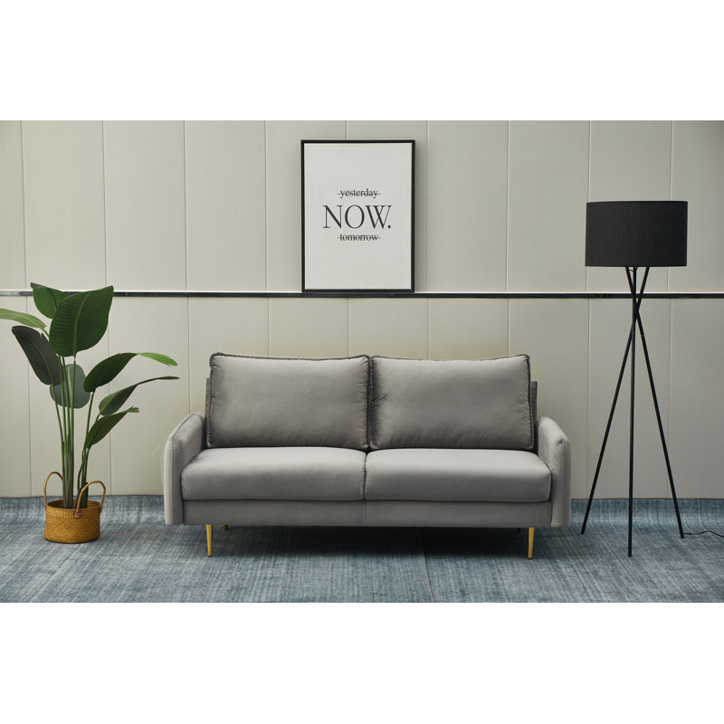 Emteas 57.3'' Velvet Loveseat, Gray Velvet, 34" H x 69" W x 32" D