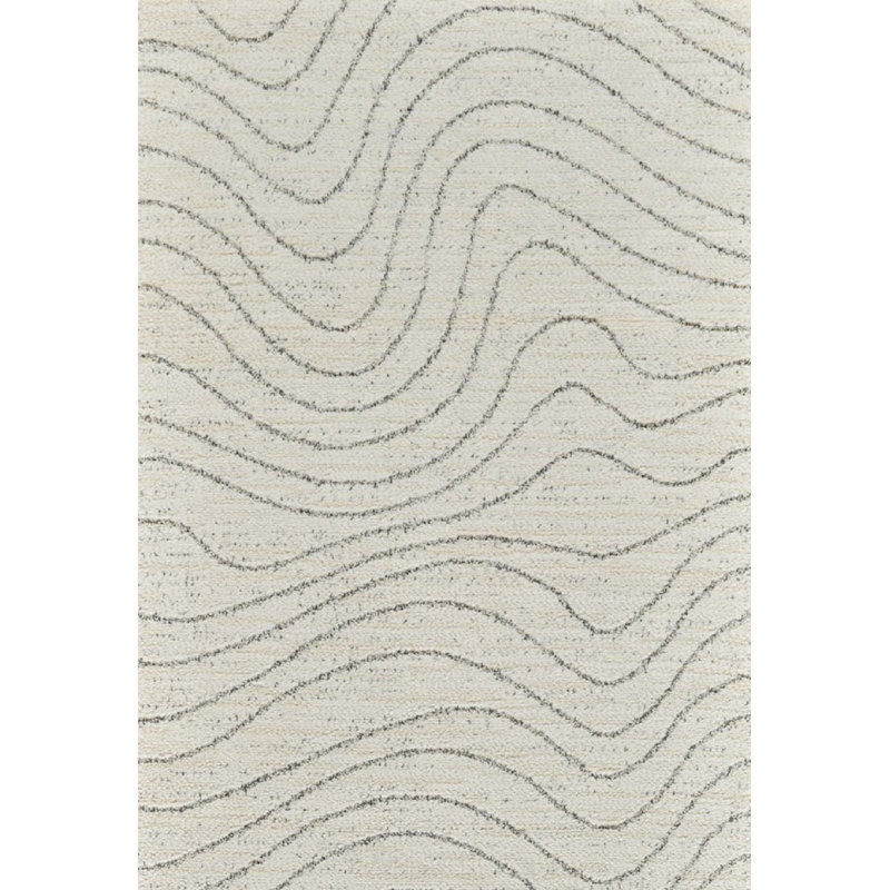 Tapis intérieur beige / crème à motif abstrait 5 pi x 8 pi (5 pi 3 po x 7 pi 7 po) Rahil, Rectangle 5 pi 3 po x 7 pi 7 po