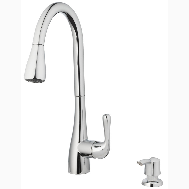 Tosca Capri Pull Down Kitchen Faucet with Soap Dispenser, Chrome