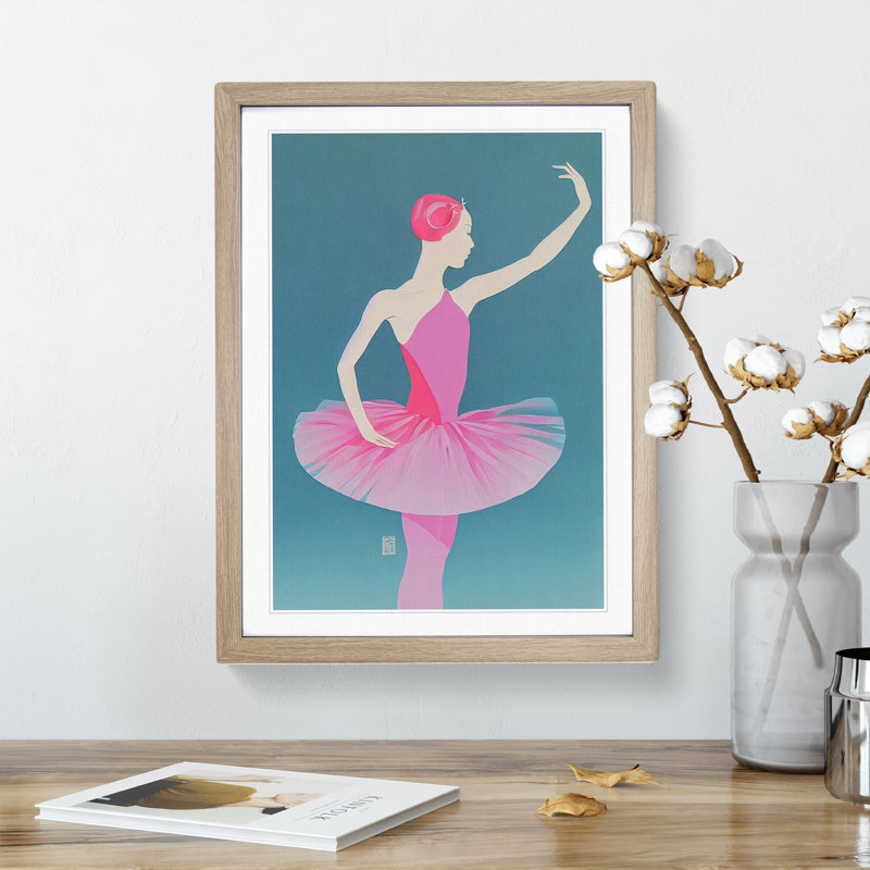 Ballerina Profile - Single Picture Frame Painting, 64cm H x 46cm W x 2cm D, Oak Framed