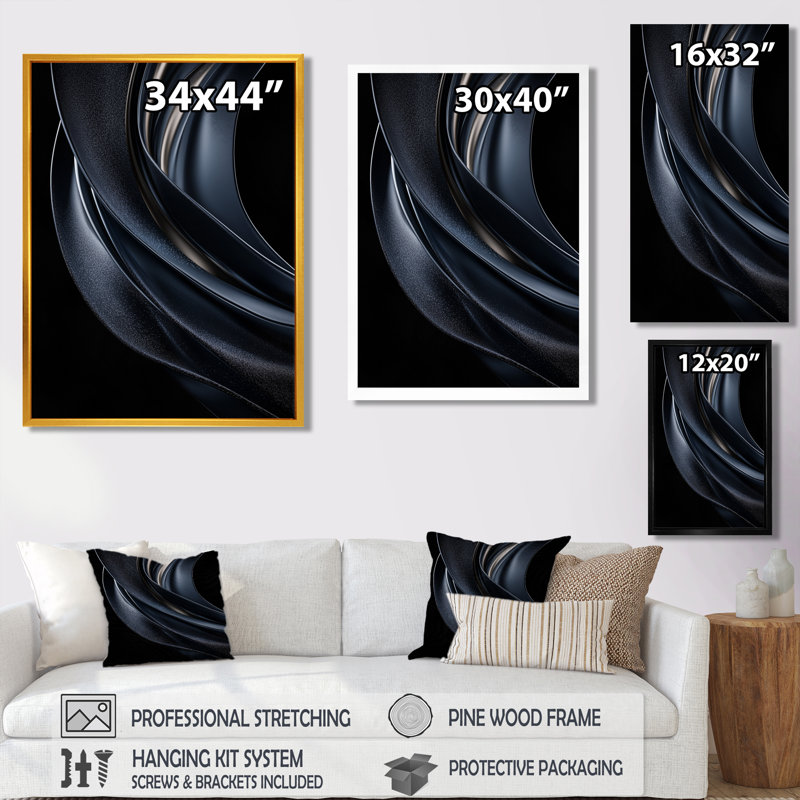 Bedford - art mural abstrait, Noir, H 20 po x l 12 po, Reproduction encadrée d'une seule photo