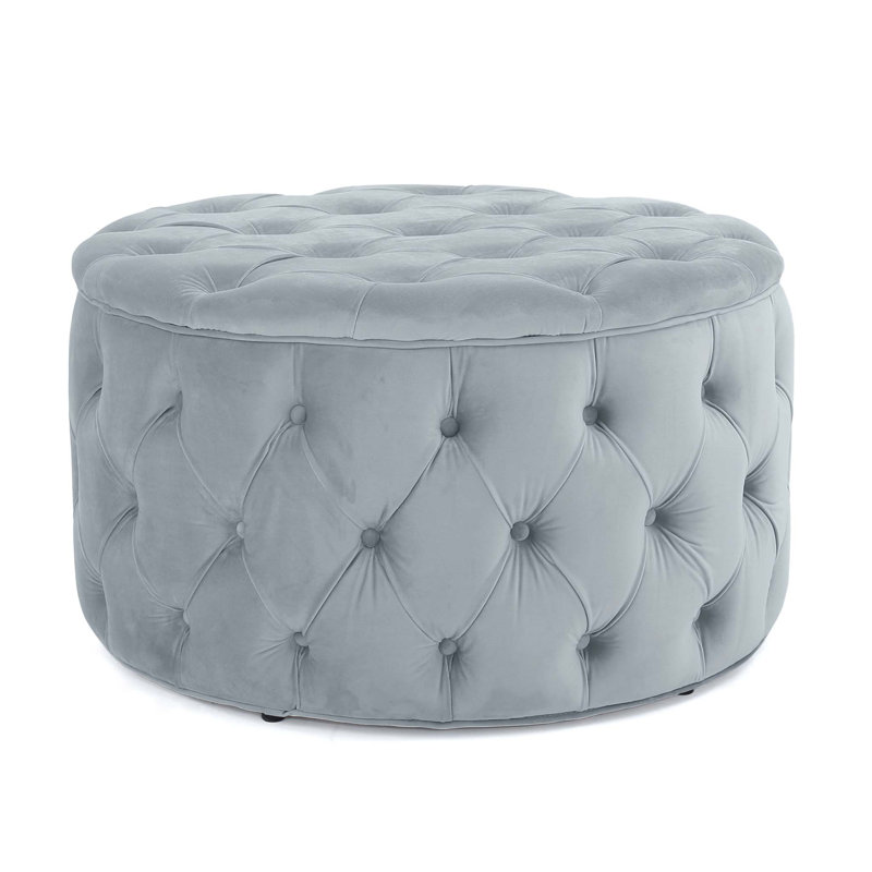 Stylish Multi-Use Tufted Ottoman for Home, Light Gray