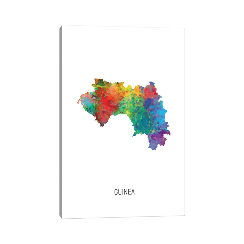 Guinea Map by Michael Tompsett - Wrapped Canvas Print, 30.48cm H x 20.32cm W x 1.905cm D