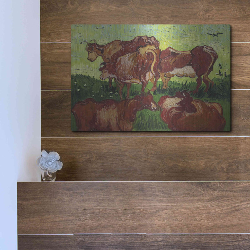 «Cows» par MASTERS sur métal, H 12 po x l 16 po