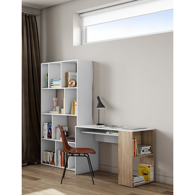 Grogan Writing Desk, White/Oak